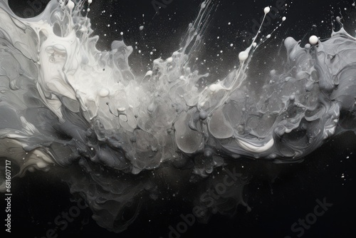  a black and white photo of water splashing on it's side and the bottom of the image is black and white and has a black background with a black background.