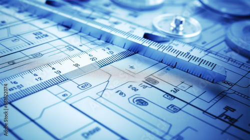 Blueprint Precision: Close-up of a blueprint with measurements