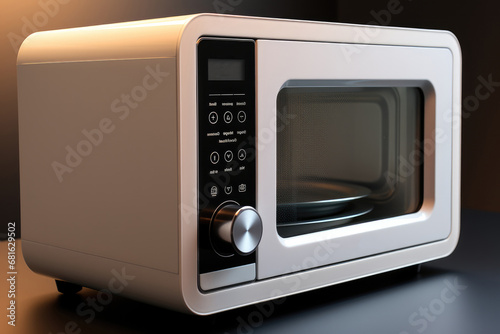 A modern microwave, Sleek future tech.