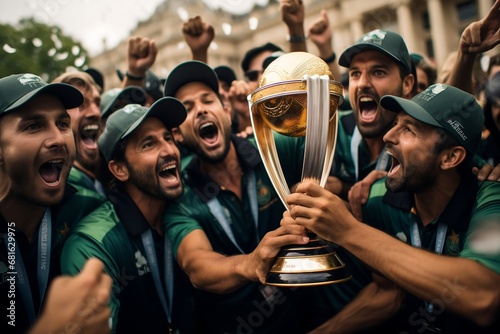 Cricket Team Celebrating Victory. Generative Ai