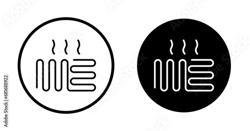 Underfloor Heating vector illustration set. Radiant thermal heater vector illustration symbol for UI designs in black and white color.