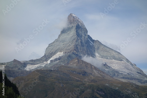 Vue sur le sommet du Cervin depuis la station de Zermatt en Suisse