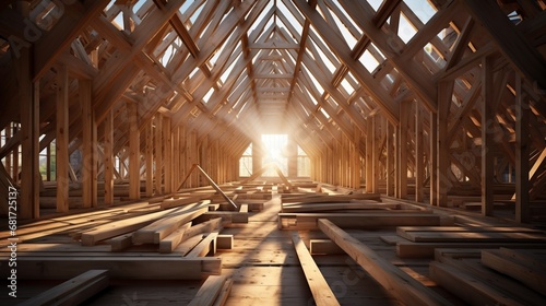 Construction of wood roof trusses using framing beam