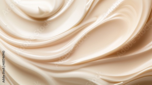 Cream surface stroke on beige background facial creme froth gel or body moisturizer skincare symbol beige