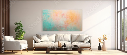 In a vintage-inspired art piece, an abstract design with textured elements grabs attention as light disperses across the space, creating a blur of colors resembling a decorative wallpaper backdrop.