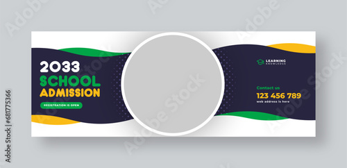 Online education social media facebook cover or web banner, school admission web banner template design