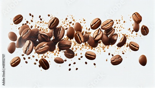 Coffee beans flying white background 3d rendering hot drink espresso brown food cafes caffeine energy black morning aroma mocha roasted beverage bean seed dark macro cappuccino taste texture