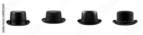 Black bowler hat Hyperrealistic Highly Detailed Isolated On Transparent Background Png File