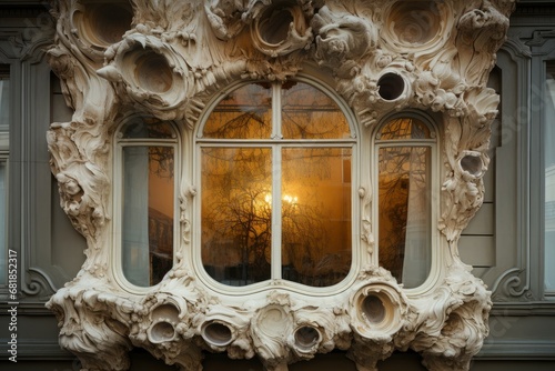 Impressive window glass. Gaudi art. Generate Ai