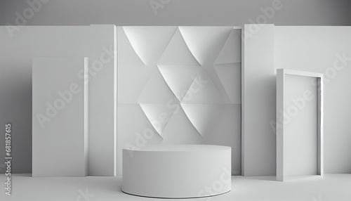 white wall blank podium splay abstract background 3d rendering minimal platform room display scene template modern sale stage geometric exhibition fashion design commercial business product dais