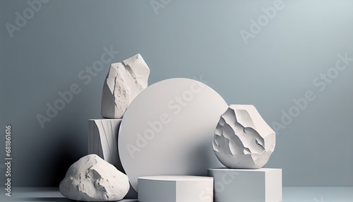 white stone podium splay Minimal background cosmetic package presentation dais display beauty scene luxury racked three-dimensional rendering layout summer geometry abstract inspired design blank