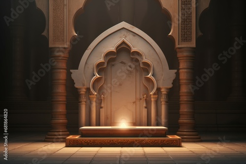 Islamic podium. Podium cannon mosque. Generate Ai