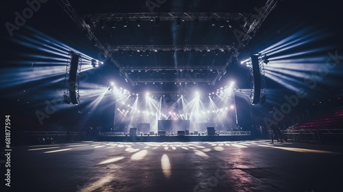 empty stage festival stage podium scene, online virtual concert background