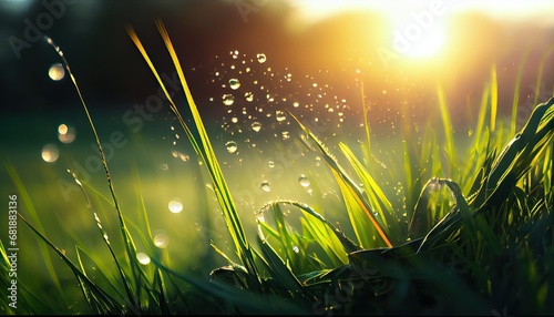 Spring nature background grass sunrise morning's dew green summer abstract sky sun forest light field leaf tree meadow garden landscape plant bright natural foliage fresh colours blur