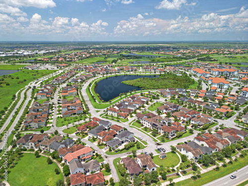 Aerial view of homes in Viera, Florida, a golf centered lifestyle residential community in central Brevard County near Melbourne on Florida's Space Coast.