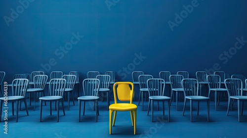 we are hiring concept 3d rendered office chairs background