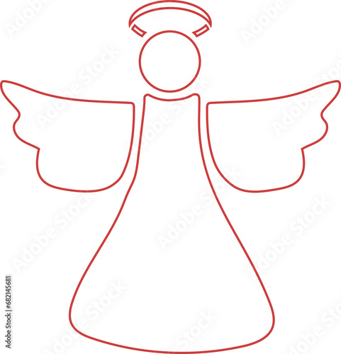 Digital png illustration of red angel with wings and halo on transparent background