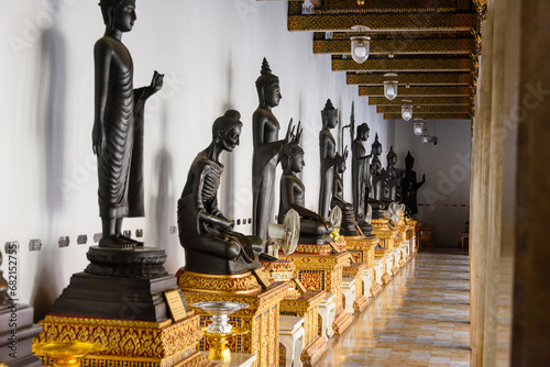 Lots of different statues of the Buddha at Wat Benchamabophit (The Marble Temple), Bangkok, Thailand