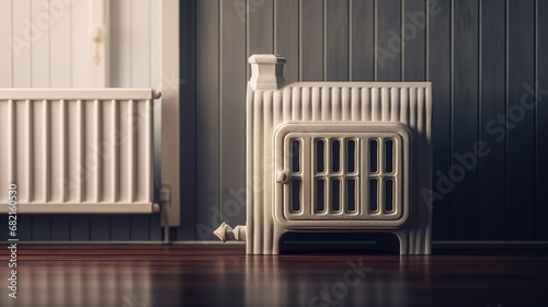 Home heating radiator in the form of house. generative ai