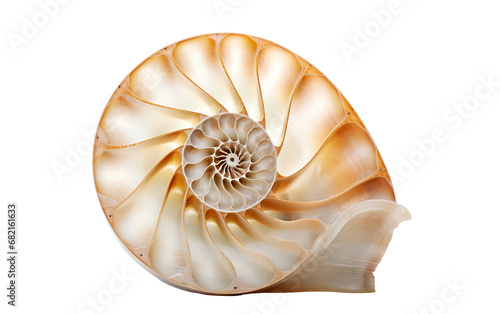 Charming Nautilus Shell with a Perfect Logarithmic Spiral Isolated on Transparent Background PNG.