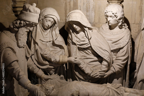 Sainte Croix (Holy Cross) church, Bernay, Eure, France. Jesus's entombment (detail).