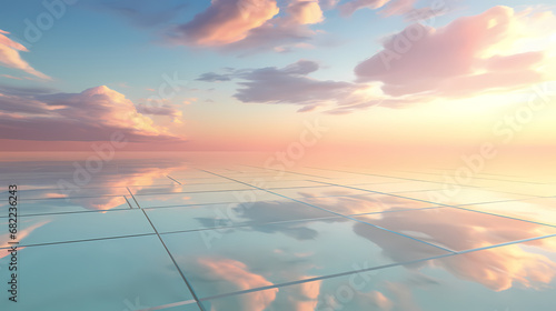 Background floor and sky background poster web page PPT with reflection