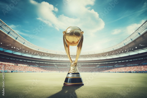 football world cup trophy in a stadium