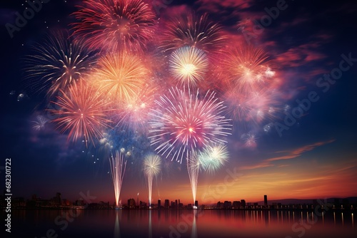  festival fireworks bright crackers background firework banner lights in night sky celebration illustration