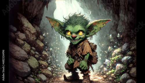 The anime-style depiction of a goblin, presented in a 16:9 ratio