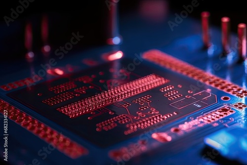 background Technology rays red blue close PCB electronic tech High