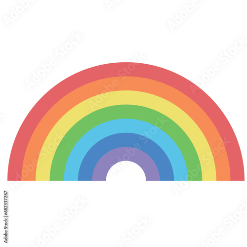 大きいシンプルでカラフルな七色の虹のイラスト