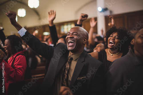 group of people celebrating in church