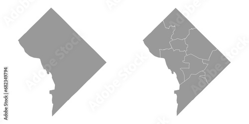 Washington DC state gray maps. Vector illustration.