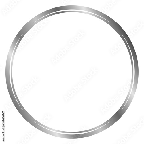 Silver round metal frame isolated on white. Vector frame for photo. Frame for text, certificate, pictures, diploma