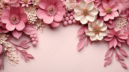 Vintage flowers. Peonies, tulips, lily, hydrangea on pink. Floral background. Baroque style floristic illustration.