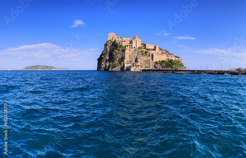 Iconic view of Ischia Island in Italy.
