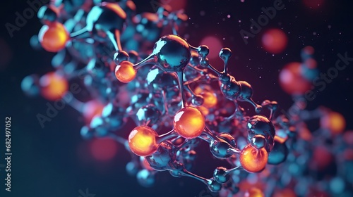 Texture of an atomic biological molecule. structure molecule background. Molecular DNA multicolored colorful colors