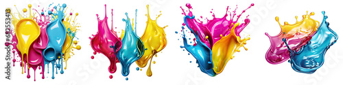  cmyk ink drops Hyperrealistic Highly Detailed Isolated On Transparent Background Png File