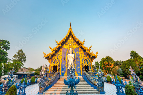 Wat Rong Suea Ten, also known as the Blue Temple,exterior view,Chiang Rai,Northern Thailand,Southeast Asia.