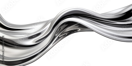 Abstract silver metallic wave band isolated on transparent background