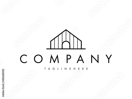 barn warehouse line logo design