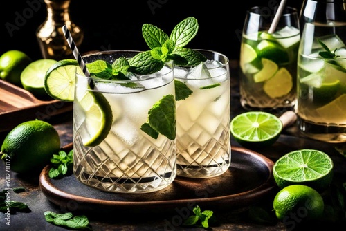 mojito cocktail with lime and mint