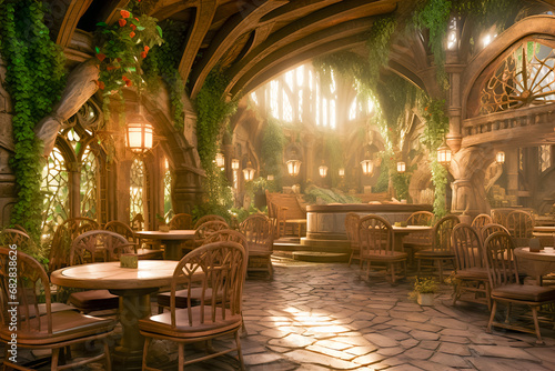 Fantasy elvish tavern