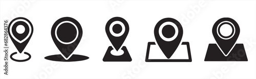 Location pin icon set. Map pin place marker. Location icon. Map marker pointer icon set. GPS location symbol collection.