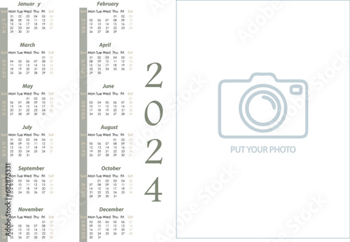 Calendario para imprimir con foto, año 2024