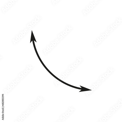 Dual semi circle arrow. Vector illustration. Semicircular curved thin long double ended arrow. 