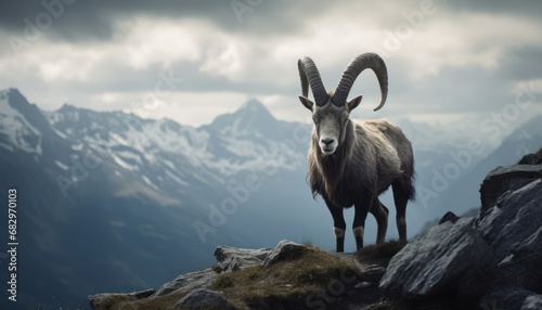 King of the Heights: A Majestic Alpine Ibex Conquering the Rocky Cliff