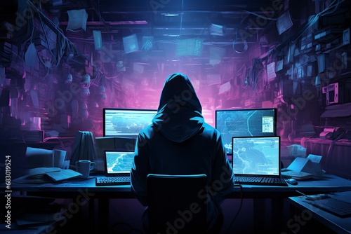 hacker accessing a computer system located on the communications network