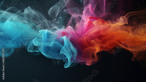 Colorful smoke. Smoke Background. Steam on black background