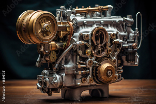 Motor internal combustion engine model illustration